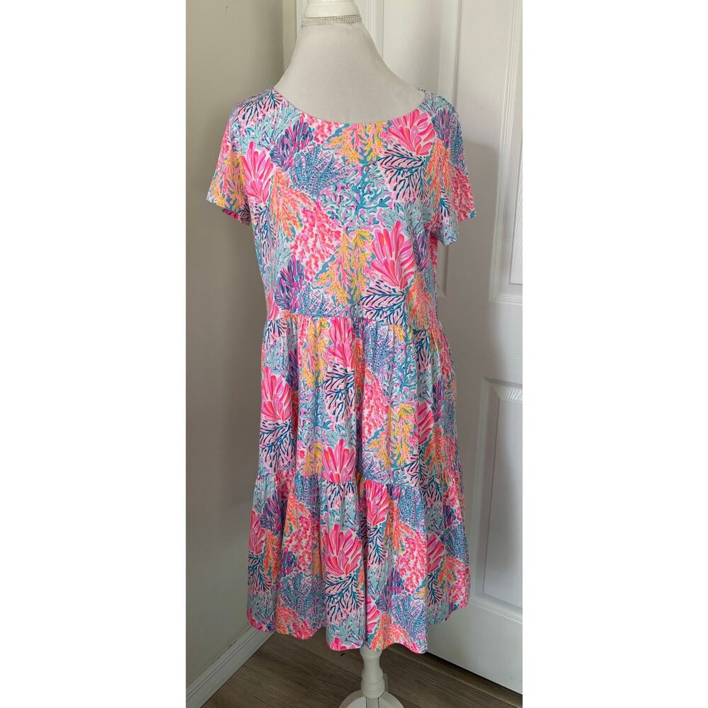 Lilly Pulitzer Geanna Short Sleeve Dress Splashdance Large